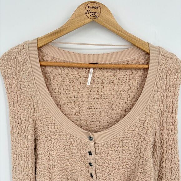 Free People Rosehip Cardi Long Sleeve Crop Top, Sz Small, Neutral Beige Lover - Picture 6 of 12